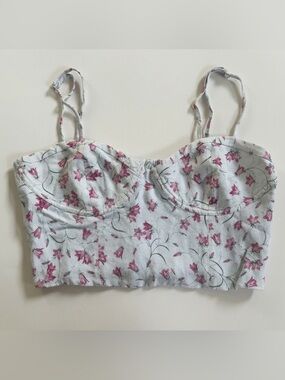Sun-deh Bonnie Bustier Crop Top Light Blue Floral